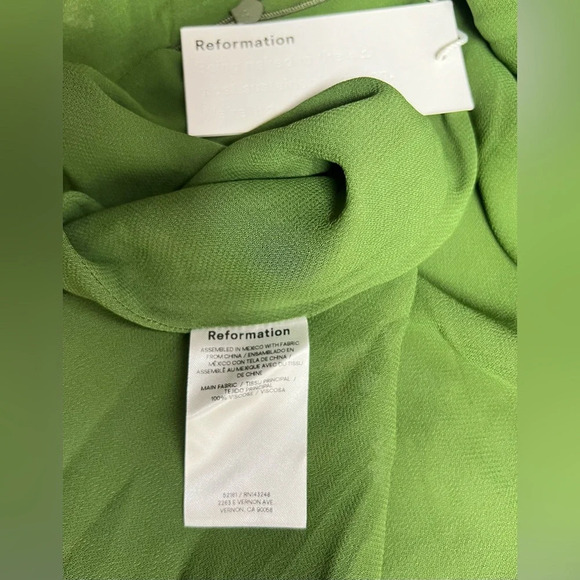 REFORMATION Lomita Green floral long sleeve open back PERSIS mini dress size 10. - Picture 13 of 16
